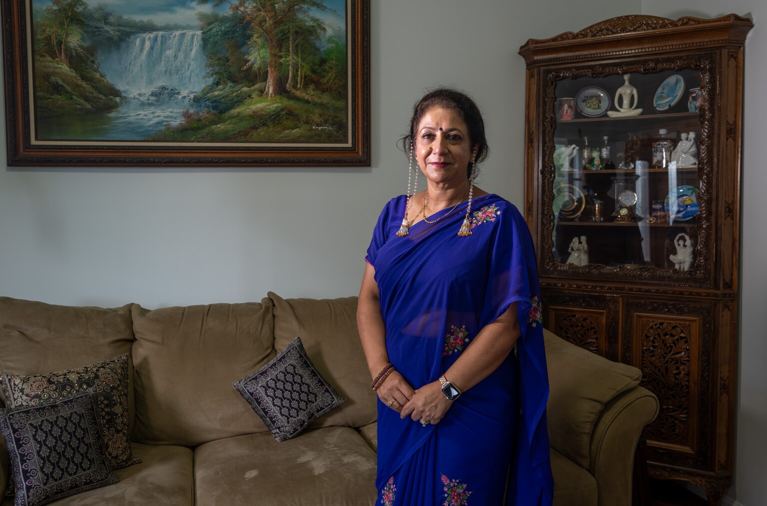 Article titled 'Indian families add new spice to Howard County’s ‘Koreatown’ corridor' and a lead image of Swapna Raina who has called Howard County home for more than twenty years.'